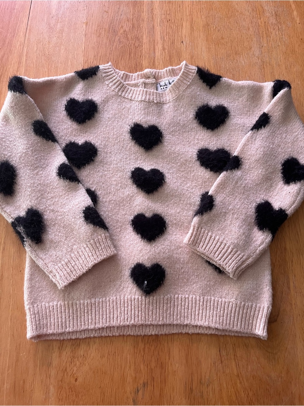 Nicole Miller Pink Sweater with Black Heart Pattern